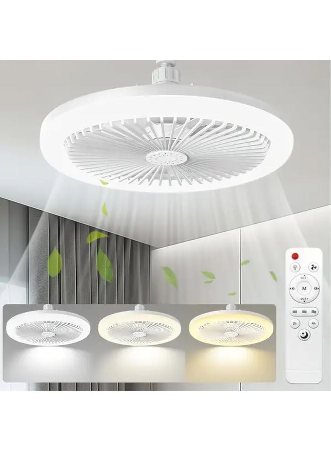 Smart Ceiling Fan Light White Crystal E27 50W Remote Dimmable LED 3 Color 3 Speed Easy Install - Image 1